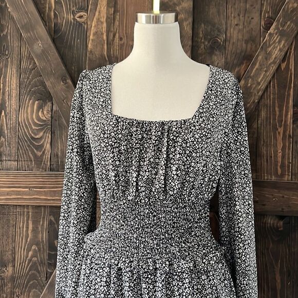 Nasty Gal Boho Skirt Long Sleeve Floral Print Ruffle Skater A Line Swing Mini - Picture 3 of 11